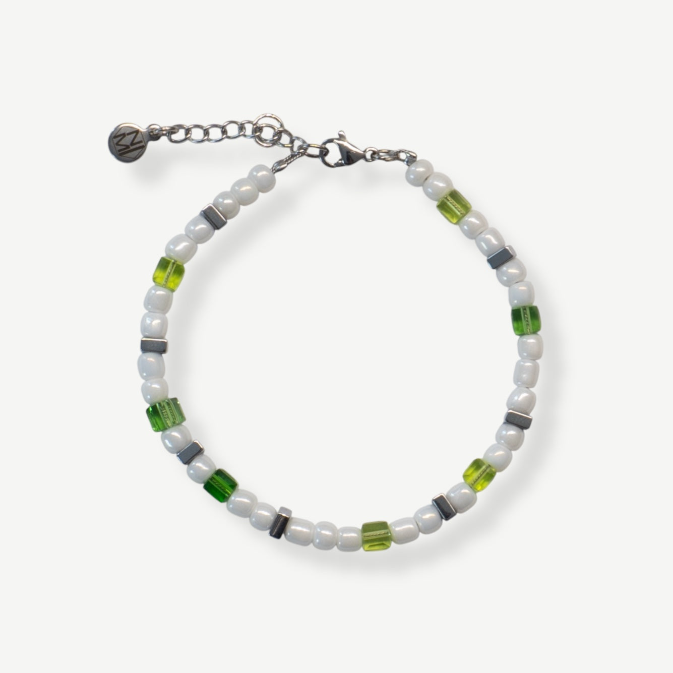 Armband 4mm Beads in Weiß Grün